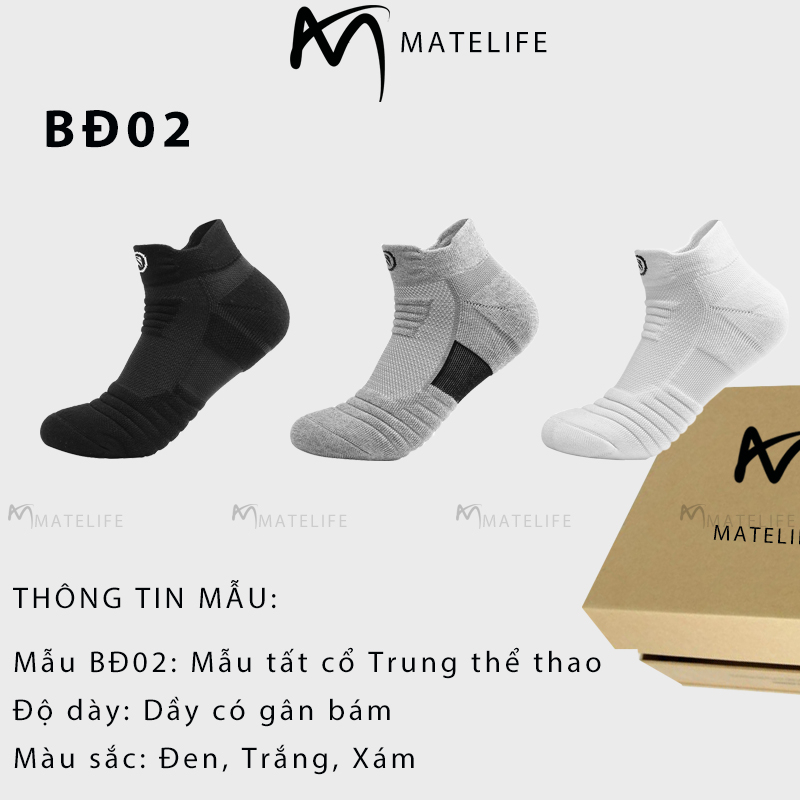 Tất nam gân dầy ma sát thể thao MATELIFE hàng cao cấp MTLSPORT38 êm ái khử mùi hôi cực tốt