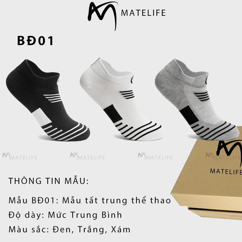 Tất nam gân dầy ma sát thể thao MATELIFE hàng cao cấp MTLSPORT38 êm ái khử mùi hôi cực tốt