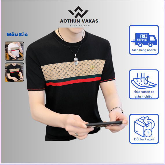 Áo Phông Nam cổ tròn, Áo Thun Cotton lạnh thoáng mát 4 mùa A.67