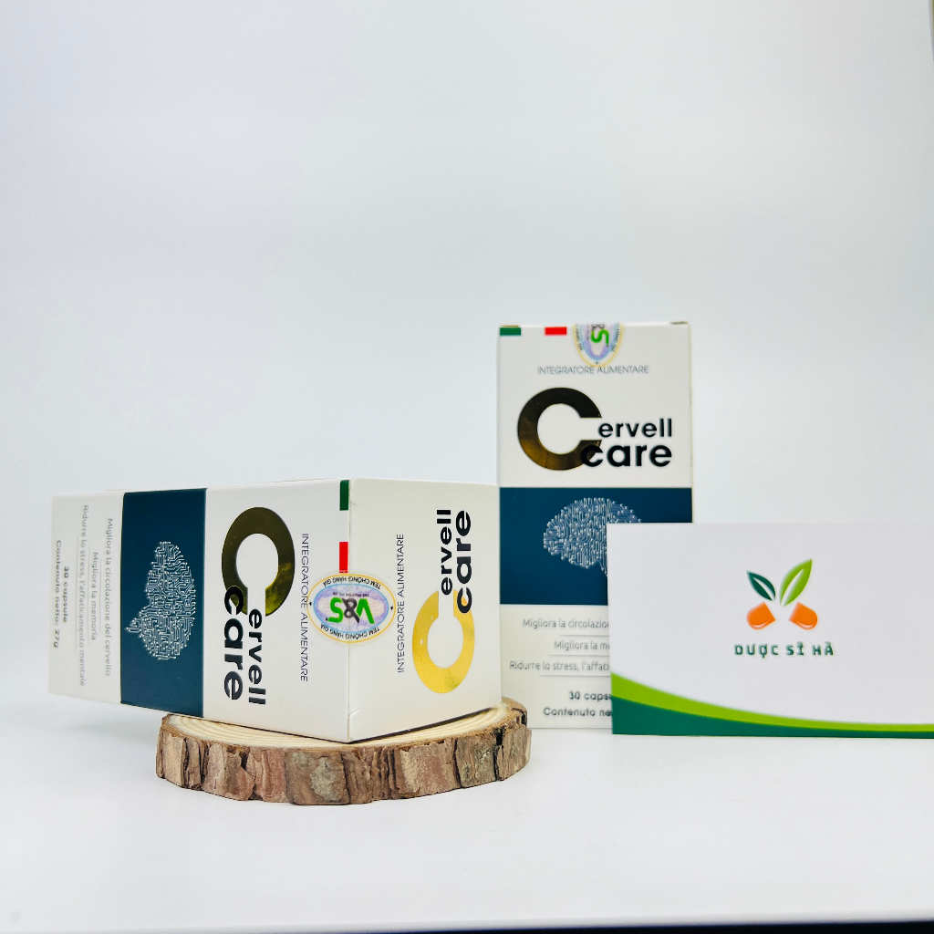 HOẠT HUYẾT DƯỠNG NÃO Cervellcare, Giảm mất ngủ, căng thẳng đầu óc, hỗ trợ tuần hoàn não, bổ não Cervellcare nhập khẩu Ý
