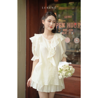 Set đồ THANY thiết kế voan bèo nhún Hàn quốc sang chảnh cao cấp đi chơi mùa hè by Serene