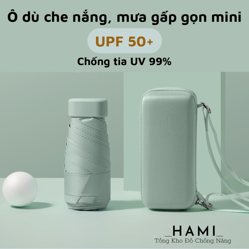 Ô/ Dù che mưa, nắng chống tia UV 99% mini có thể gấp gọn
