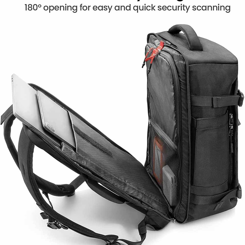 Balo Laptop 17-inch, Tomtoc Travel Black 40L A82-F01D