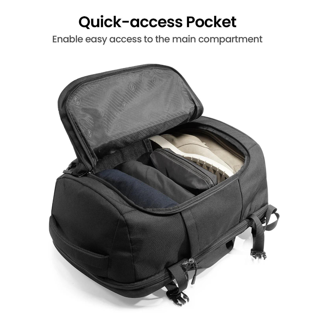 Balo Laptop 17-inch, Tomtoc Travel Black 40L A82-F01D