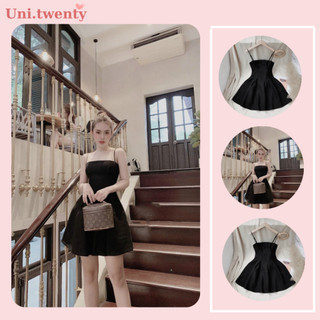 Đầm thiết kế 2 dây dự tiệc dáng xòe đơn giản