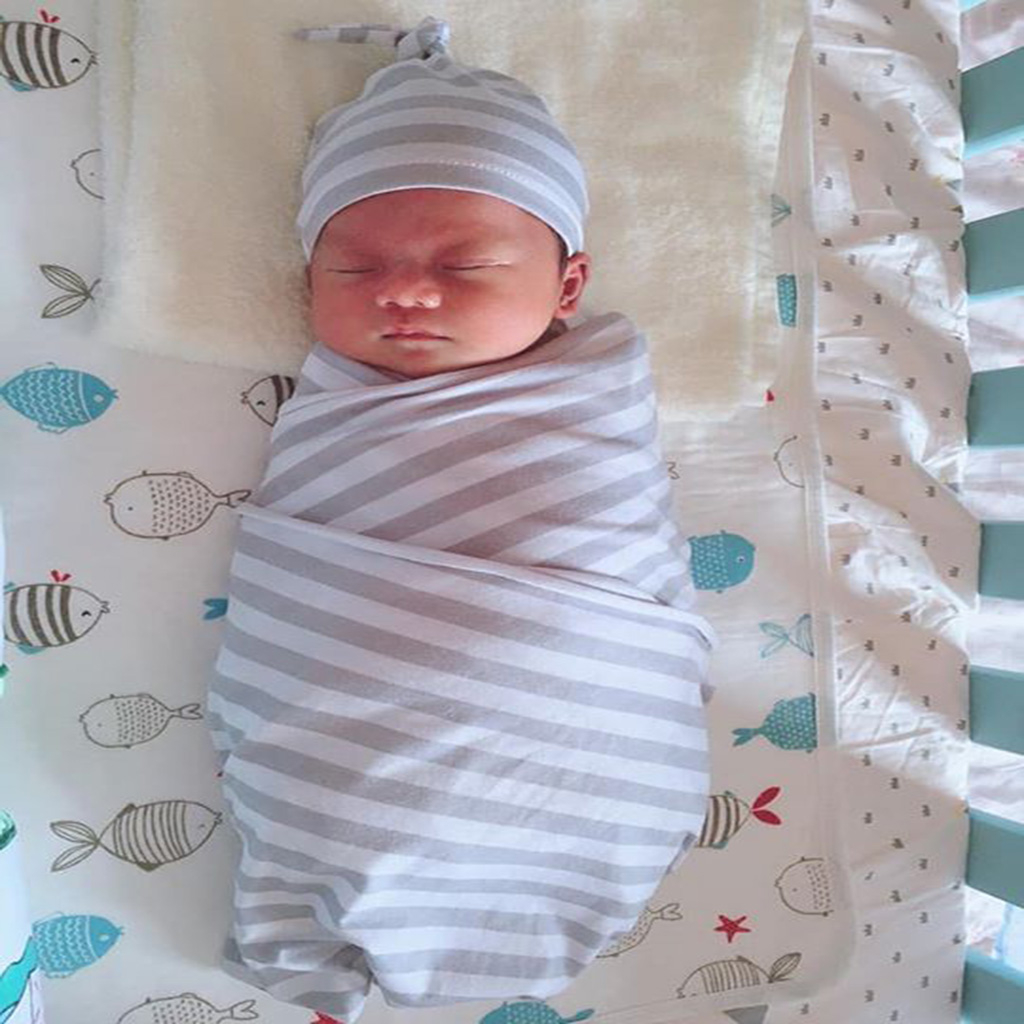 Quấn chũn cho bé ngủ ngon, Khăn quấn bé sơ sinh ngủ ngon, mềm mịn, co giãn, thoáng mát, tặng 1 mũ