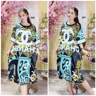(85kg đến 110kg) Đầm Suông Thun 3D Big Size Hàng Shop bao đẹp 65D3521