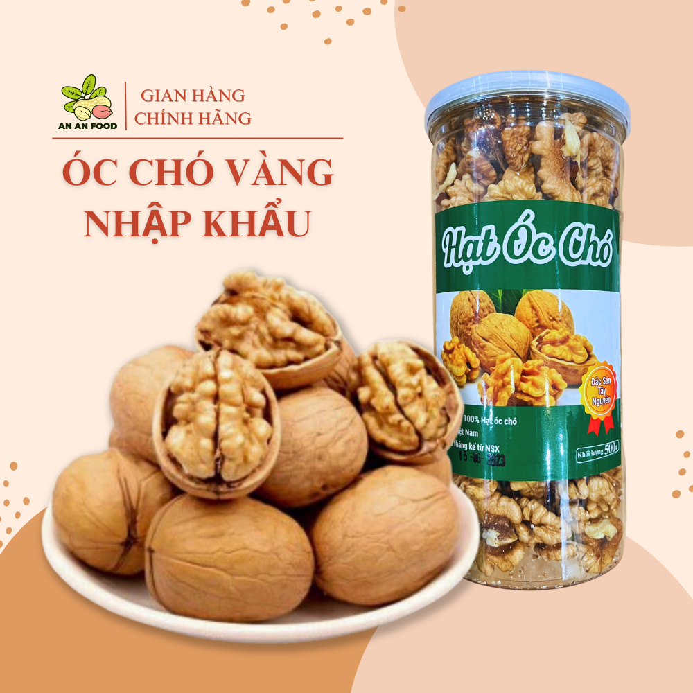 Quả Óc Chó Vàng Hạt Óc Chó Còn Vỏ Nhân Óc Chó Giấy Ăn Vặt Bà Bầu 500G