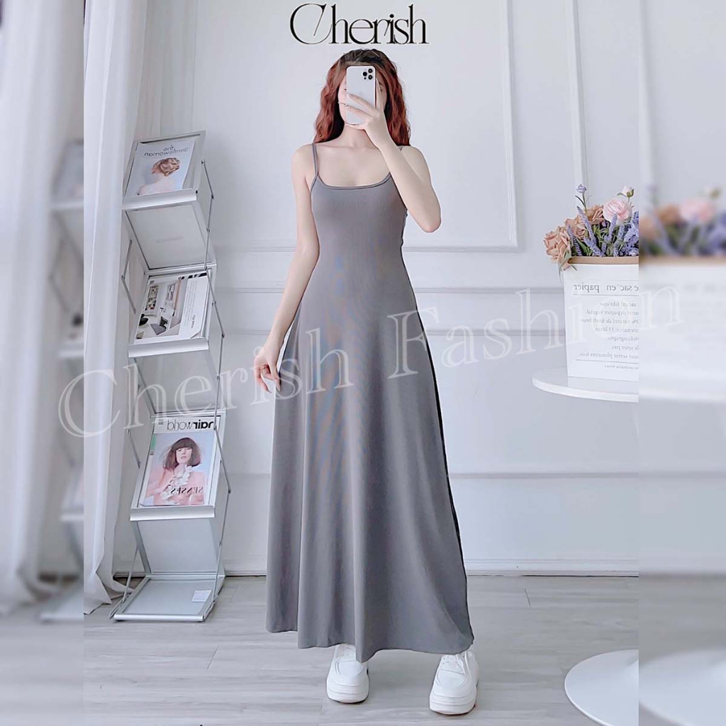 Đầm Maxi Nữ Hai Dây CHERISH, Váy 2 Dây Dáng Dài Thun Tăm Lạnh Cực Tôn Dáng V08