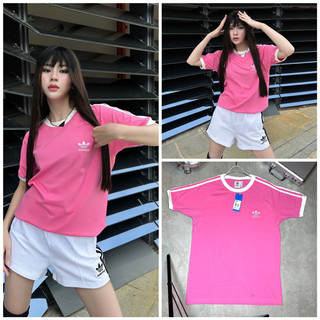 Áo Adidas phối trắng, 3 sọc ngang 9991 Geometric 3-Stripes Tee White/Purple