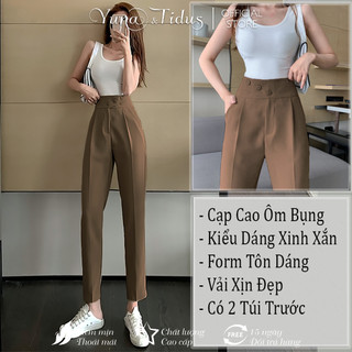 Quần Nữ Cạp Cao Tôn Dáng Thiết Kế 3 Khuy Xinh Xắn, Quần Âu Công Sở Yunatidus