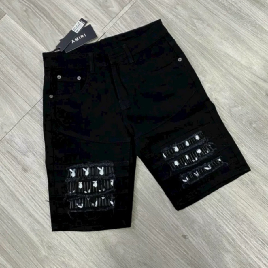 Quần short jean nam quảng châu cao cấp phối rách sướt vá thỏ đẹp chất thời trang hàng chuẩn shop