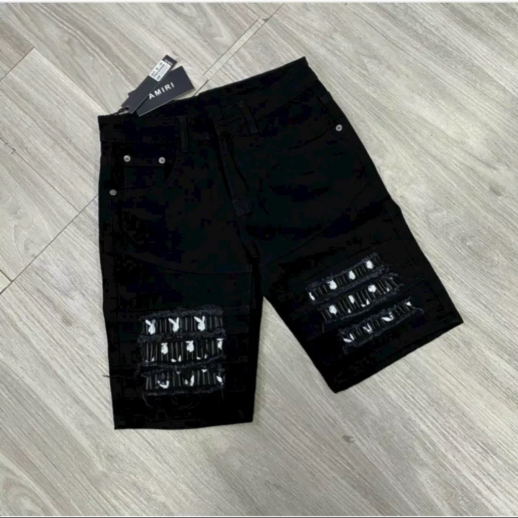 Quần short jean nam quảng châu cao cấp phối rách sướt vá thỏ đẹp chất thời trang hàng chuẩn shop