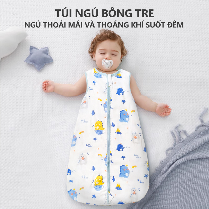 [Einmilk.ân ninh ] Túi ngủ áo liền quần cho bé chất liệu vải bông sợi tre mềm mại thoáng khí QSB23