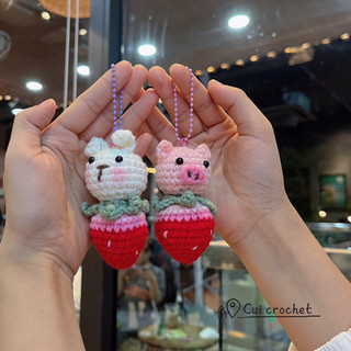 móc khoá bằng len heo - thỏ trái dâu 🐷🐰🍓