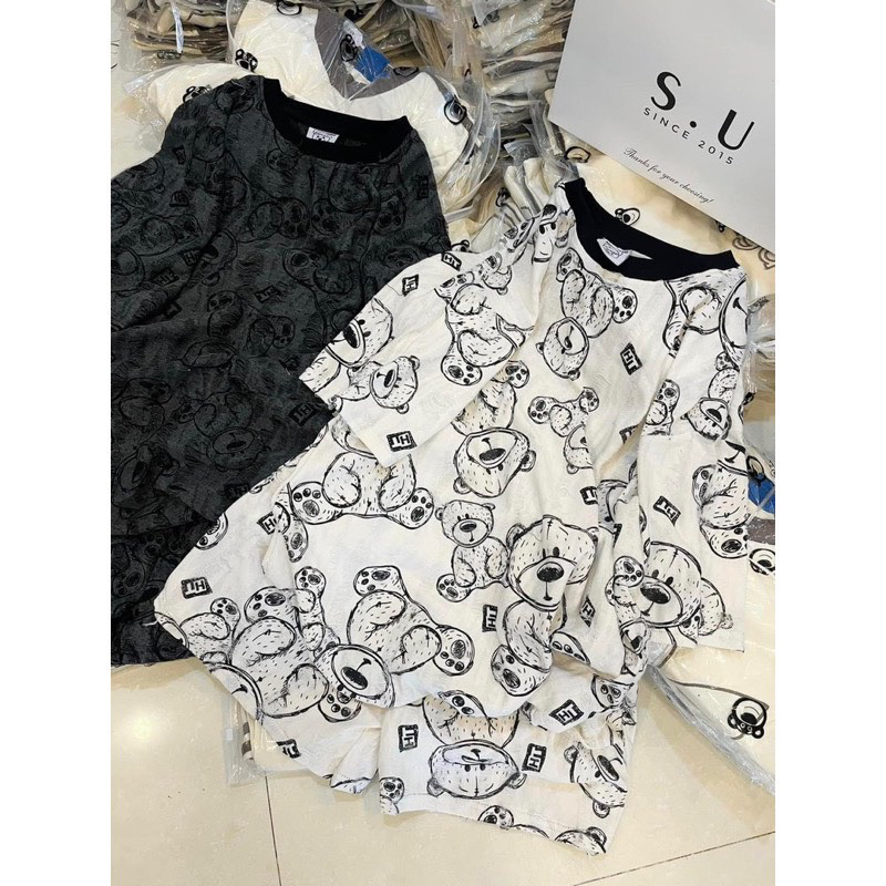 Áo thun đũi xước hình gấu DA6