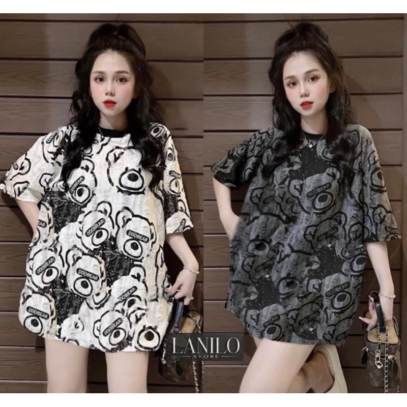 Áo thun đũi xước hình gấu DA6