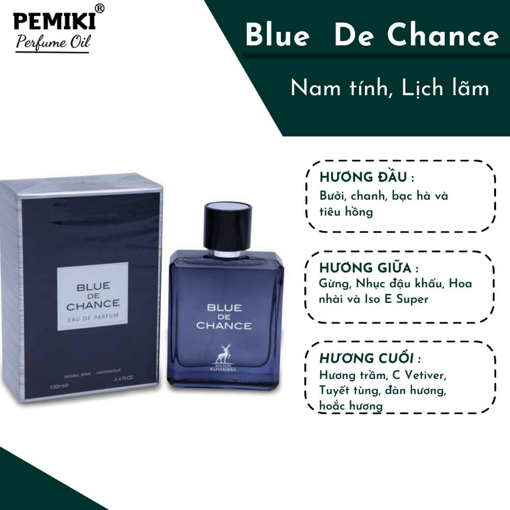 Nước hoa nam Blue De Chance EDP 10ml nước hoa nam tính lịch lãm - PEMIKI Store