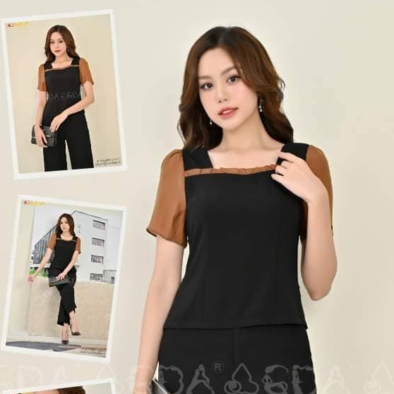 Áo sơ mi đen công sở nữ dáng croptop GDA chất Xước Hàn dày dặn, co dãn nhẹ, không bai, không xù