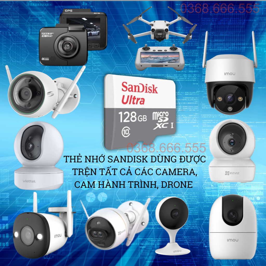 Thẻ nhớ sandisk 128GB /64GB /32Gb/16GB/8GB dùng đa thiết bị - Thẻ nhớ tốc độ cao Class 10 Ultra 667x 100MB/s -BH 5 năm