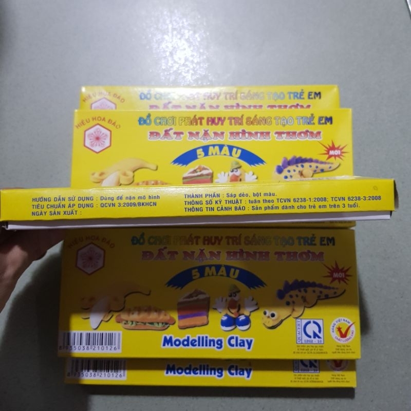 Combo 5 hộp đất nặn hình thơm 5 màu, đất nặn mẫu giáo, đất sét tiểu học