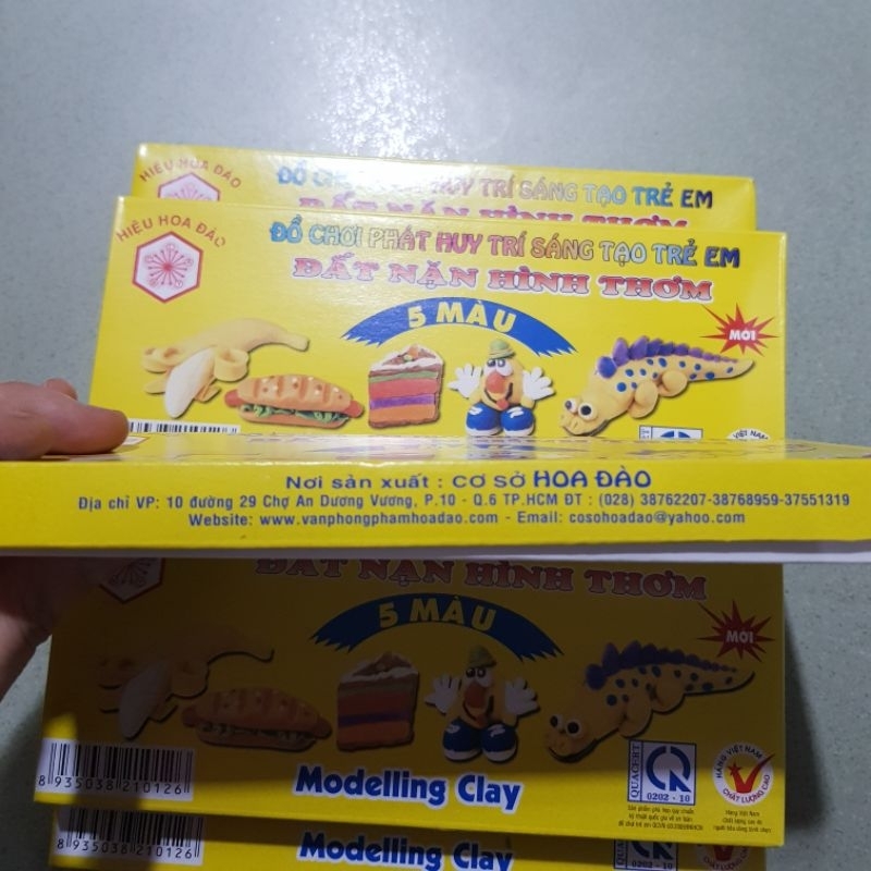 Combo 5 hộp đất nặn hình thơm 5 màu, đất nặn mẫu giáo, đất sét tiểu học