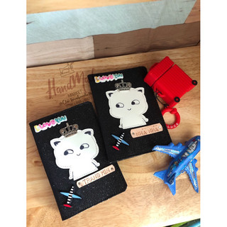 Vỏ hộ chiếu mèo couple, bao hộ chiếu hoàng thượng, bọc hộ chiếu, passport cover