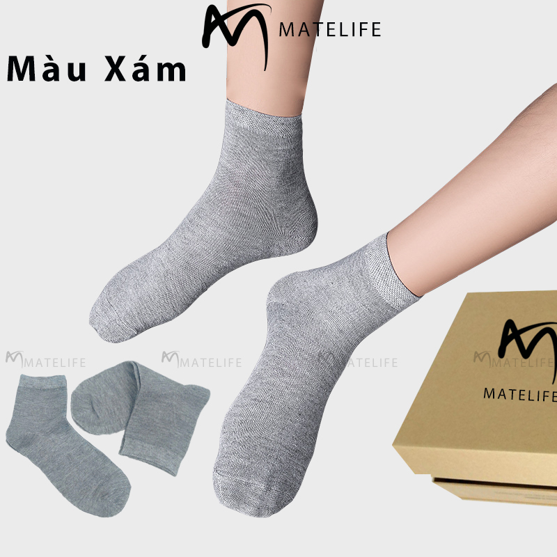 Combo 3 đôi tất vớ nam nữ Unisex cổ cao MATELIFE CBASIC28 khử mùi thoáng khí co giãn 4 chiều