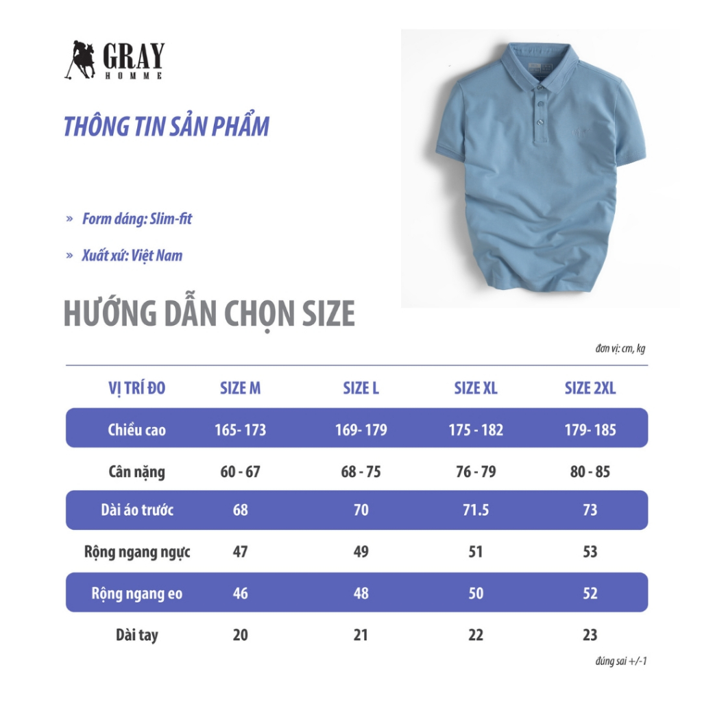 Áo Polo Nam GRAYHOMME chất thoáng khí thoải mái vải cotton trơn BASIC TPG3020