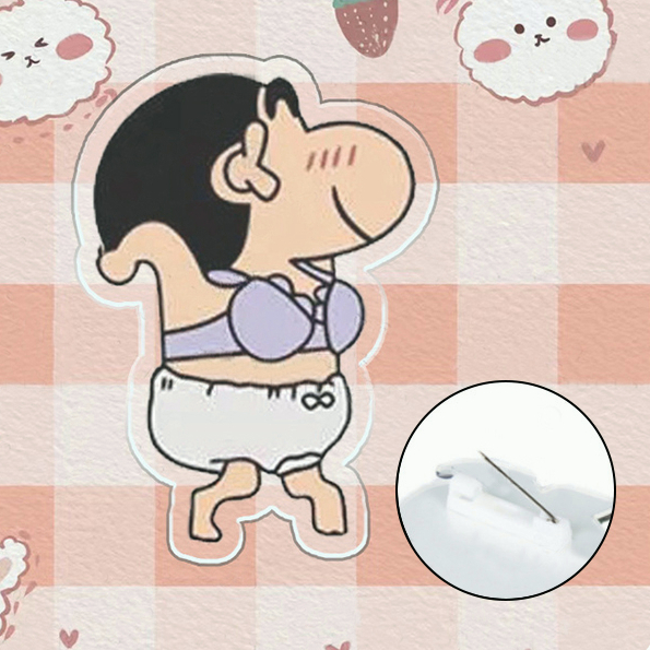 🍒🍒CHERRYKOKO Ghim Cài Áo Bằng Acrylic Hình Cậu Bé Bút Chì Shin-Chan Dễ Thương