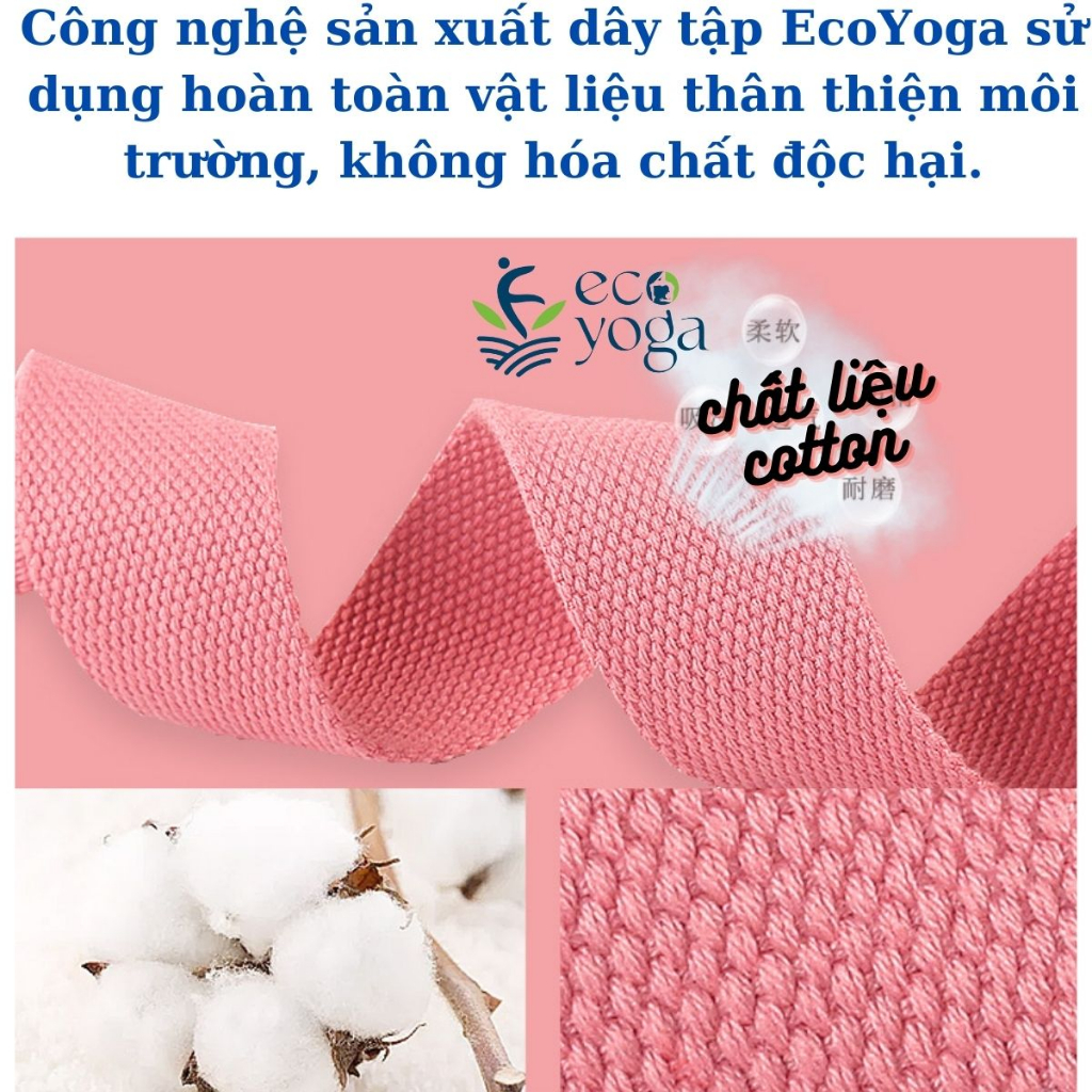 Dây tập yoga 2.5mxRộng 4.8cm sợi bông tự nhiên, dây đai coton hữu cơ tập yoga , dây đai lưng chỉnh hình chống gù lưng