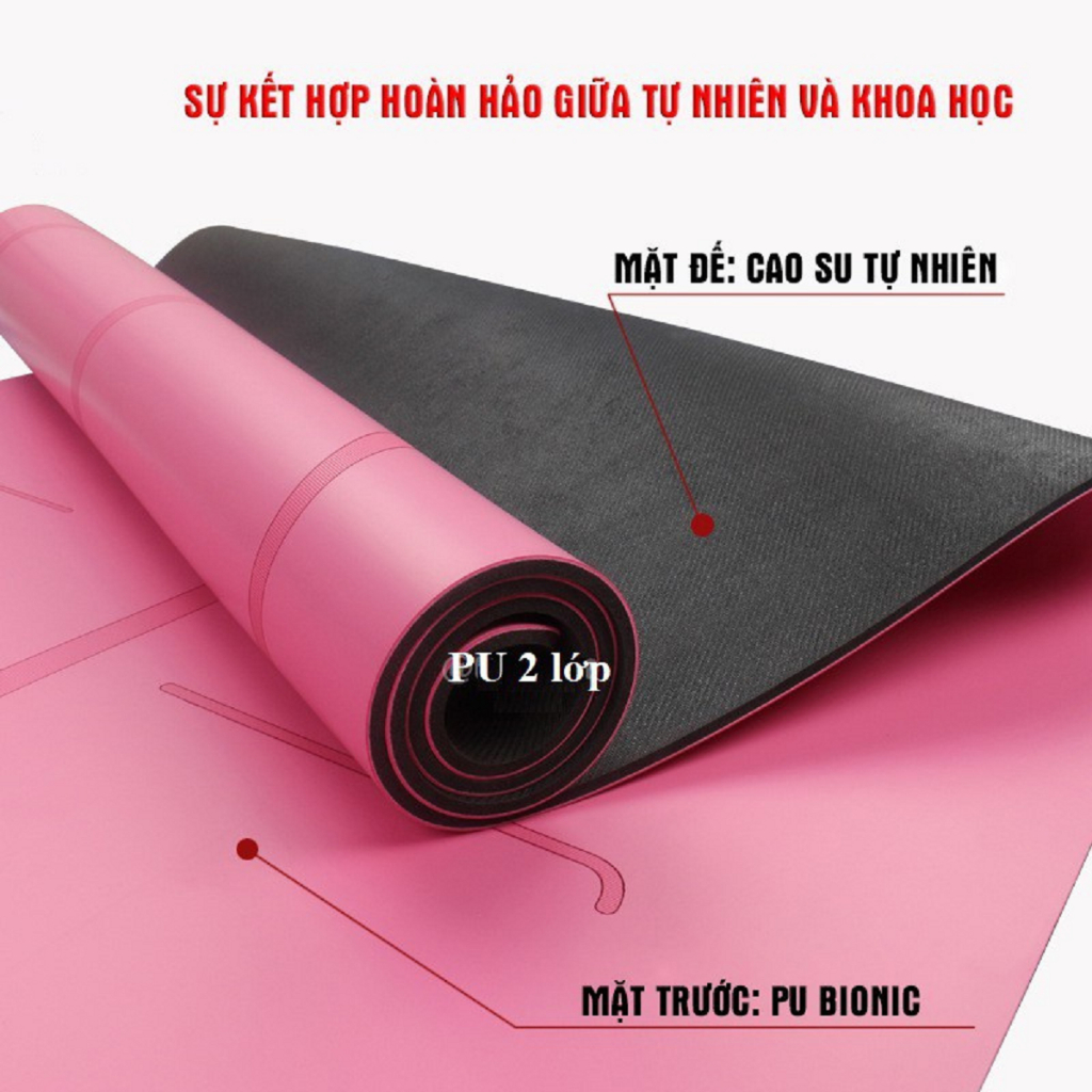 Thảm tập PU cao su tự nhiên 5mm  ECOYOGA định tuyến chống trơn trượt thấm hút mồ hôi đàn hồi bám sàn tốt dày