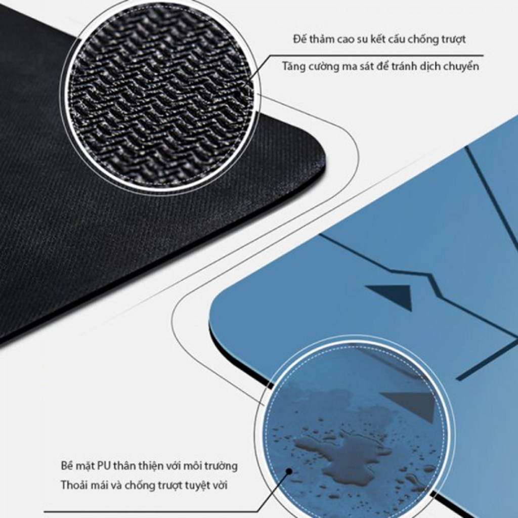 Thảm tập PU cao su tự nhiên 5mm  ECOYOGA định tuyến chống trơn trượt thấm hút mồ hôi đàn hồi bám sàn tốt dày
