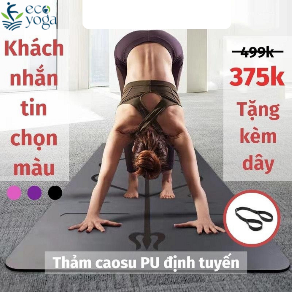 Thảm tập PU cao su tự nhiên 5mm  ECOYOGA định tuyến chống trơn trượt thấm hút mồ hôi đàn hồi bám sàn tốt dày
