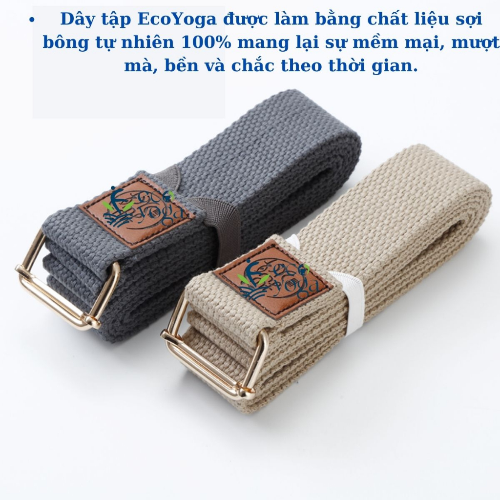 Dây tập yoga 2.5mxRộng 4.8cm sợi bông tự nhiên, dây đai coton hữu cơ tập yoga , dây đai lưng chỉnh hình chống gù lưng
