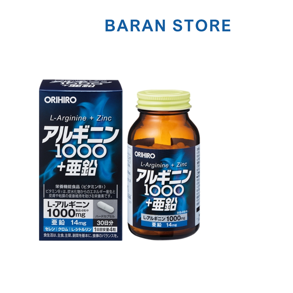 Viên Uống Kẽm L- Arginine 1000mg 120 viên Orihiro Nhật Bản - Baran Store