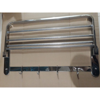 Kệ vắt khăn phòng tắm Gấp Đứng Inox - 4 móc treo