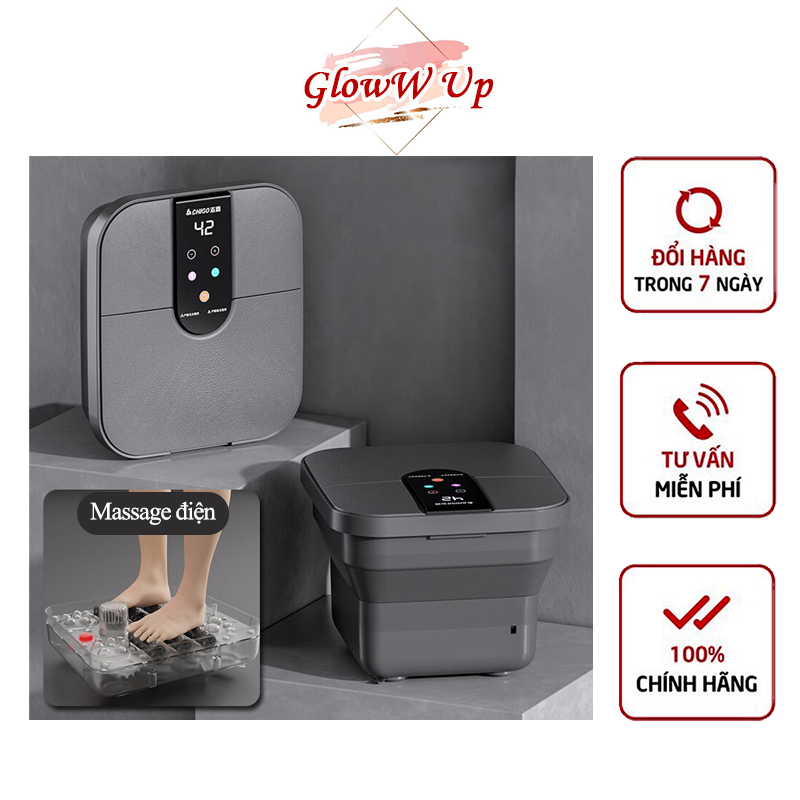 Máy Ngâm Chân Massage Gấp Gọn CHIGO Sục Khí Con Lăn Mát Xa Chân Bồn Ngâm Chân Giải Độc Lưu Thông Khí Huyết