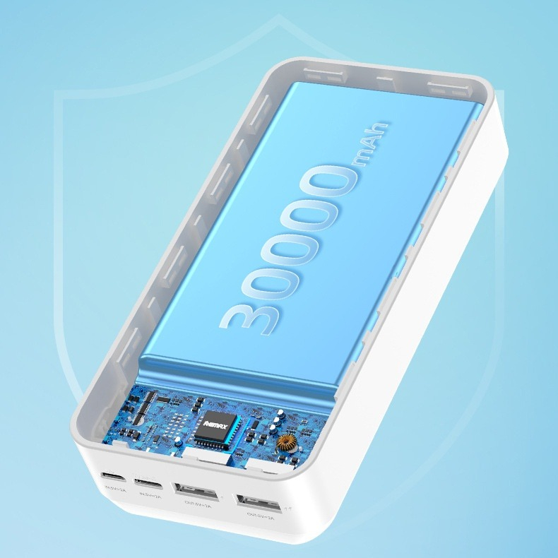 Pin sạc dự phòng Remax RPP-103 30000mAh, màn hình LCD lớn - kèm 3 cáp sạc microUSB/ typeC/ LN , sạc siêu nhanh