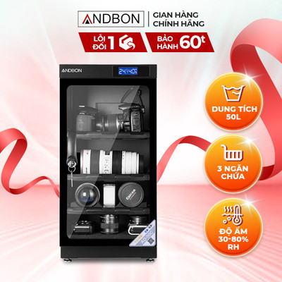 Tủ chống ẩm ANDBON AD-50C dung tích 50L - Đồng hồ kỹ thuật số báo độ ẩm - Bảo hành điện tử Toàn Quốc
