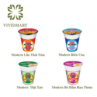 [LY LẺ] - ACECOOK - Mì ly Modern 4 vị: ModerLẩu Thái Tôm, Modern Thịt Xào, Modern Bò Hầm Rau Thơm, Modern Riêu Cua