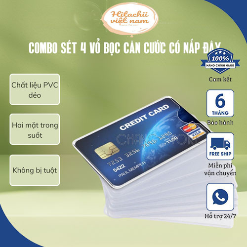 Combo sét 8  vỏ bọc căn cước có nắp đậy, vỏ bọc thẻ ATM nhựa dẻo, trong suốt, bọc bảo hiểm y tế, giấy tờ xe