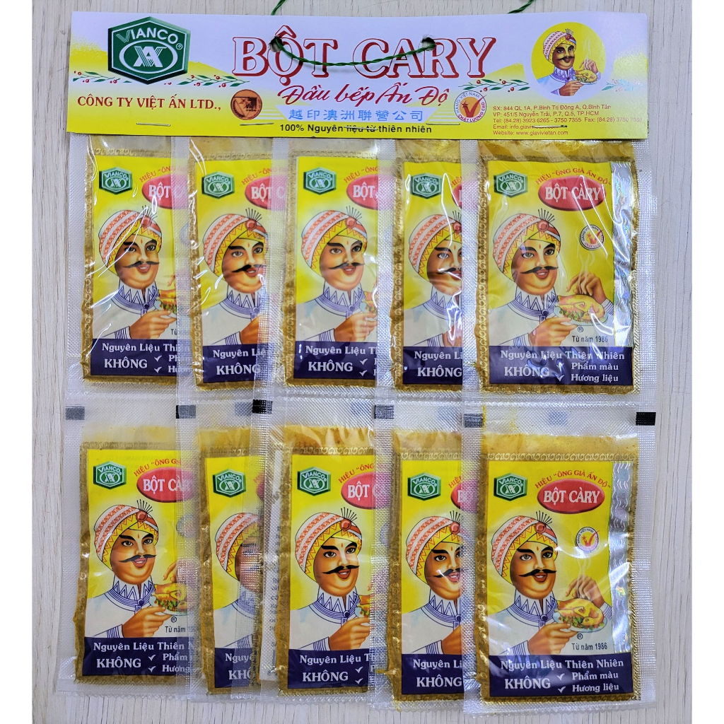 (lốc 20 gói x 3.5g) BỘT CÀ RI hiệu Đầu Bếp Ấn Độ VIANCO Curry powder