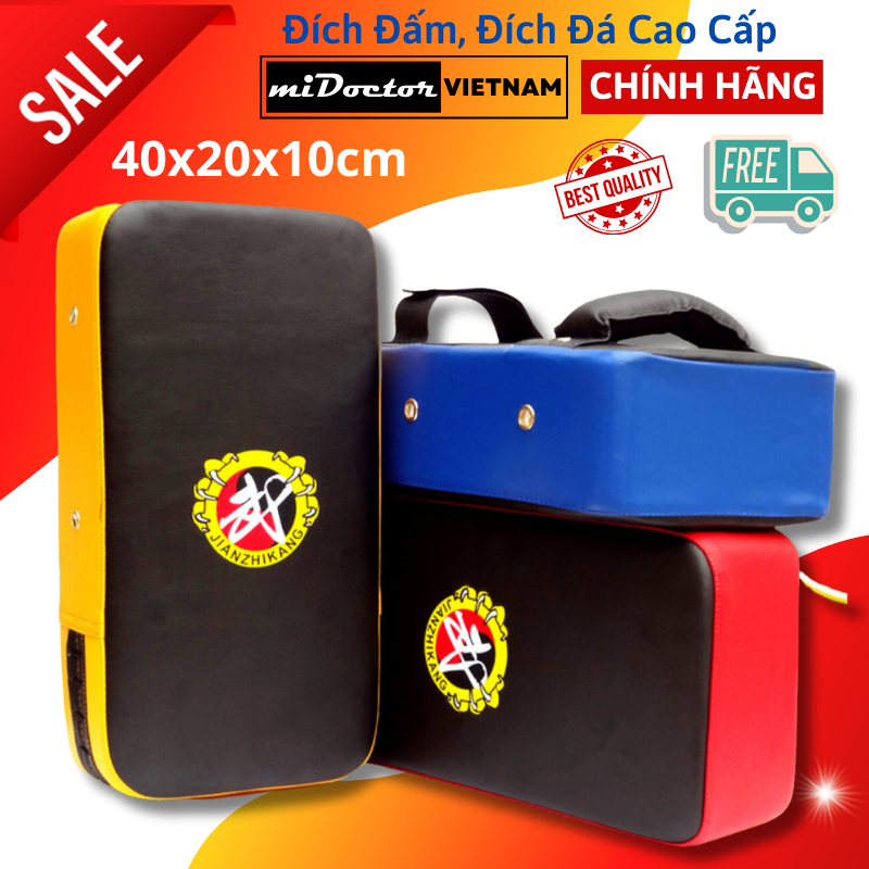 Đích đấm đá bằng da PU có lỗ xỏ ngón tay hỗ trợ luyện tập karate, boxing, Muay Thái, taekwondo - Chính hãng miDoctor