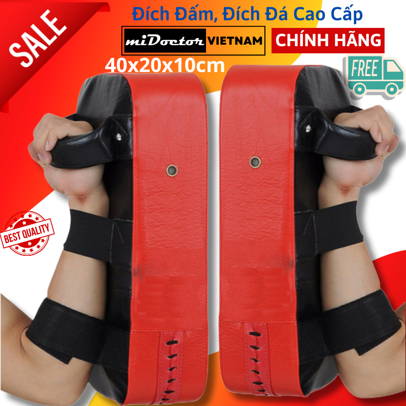 Đích đấm đá bằng da PU có lỗ xỏ ngón tay hỗ trợ luyện tập karate, boxing, Muay Thái, taekwondo - Chính hãng miDoctor