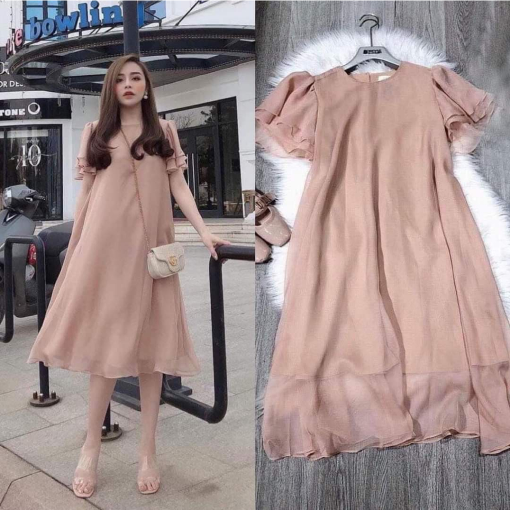 Đầm Bầu Voan Lụa 2 Lớp