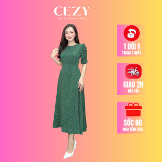Đầm dáng dài bigsize 45kg-80kg CEZY có lót tay phồng chất mango mềm mát D131
