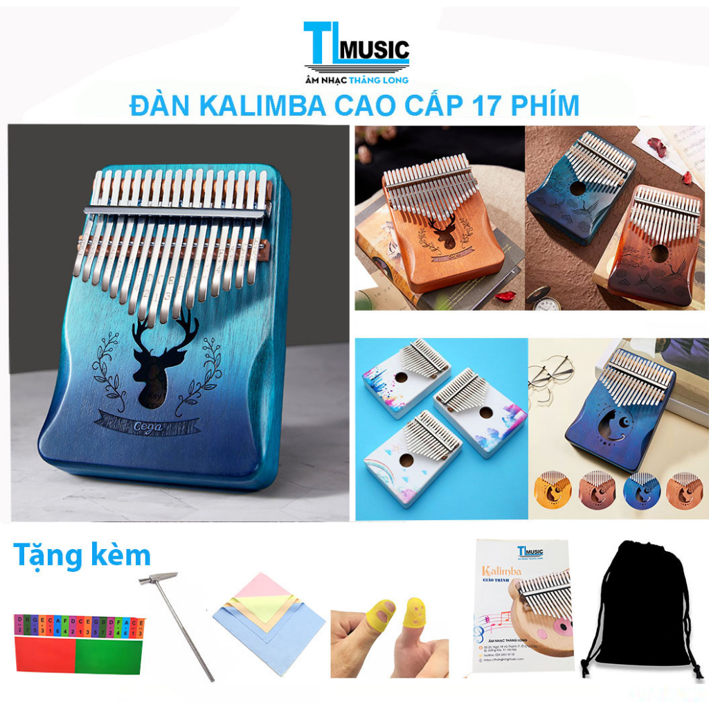 ĐÀN KALIMBA GỖ MAHOGANY CAO CẤP 17 phím-Tặng full phụ kiện