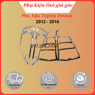 Ốp viền đèn pha, hậu xe toyota innova 2012, 2013, 2014, 2015, 2016 mạ crom cao cấp, sáng bóng