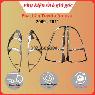 Ốp viền đèn pha, hậu xe toyota innova 2009, 2010, 2011 mạ crom cao cấp, sáng bóng